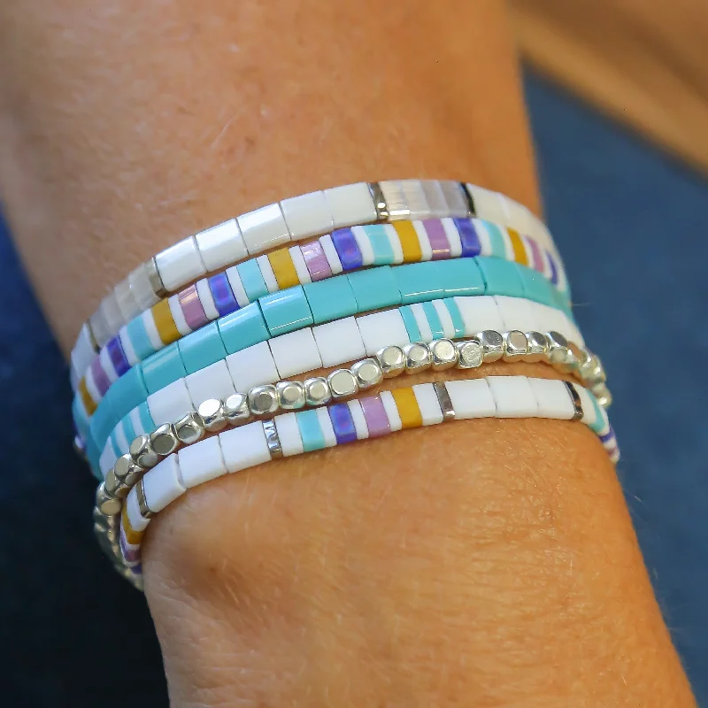 personalized bangles for women -MAUI - 6 Tila Bracelet Stack