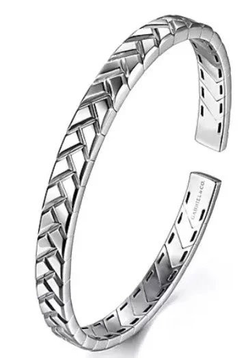 personalized bangles for women -Sterling Silver Open Herringbone Bracelet