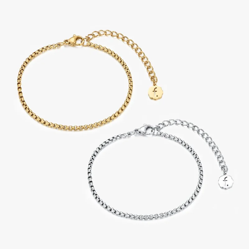 fashion bracelets for weddings -Round Box Chain Bracelet