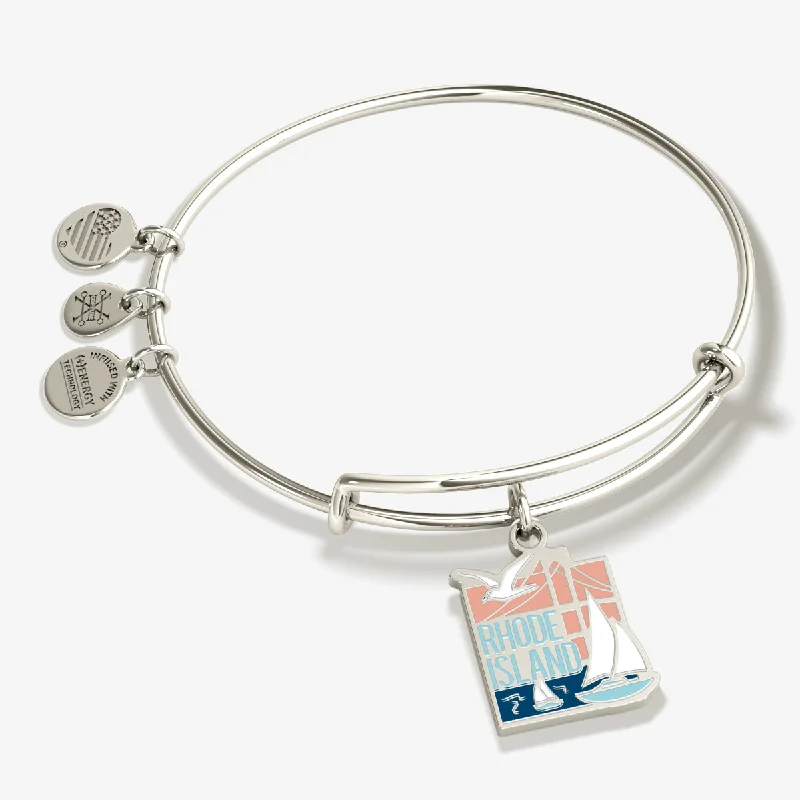 statement bracelets for women -Rhode Island Charm Bangle Bracelet