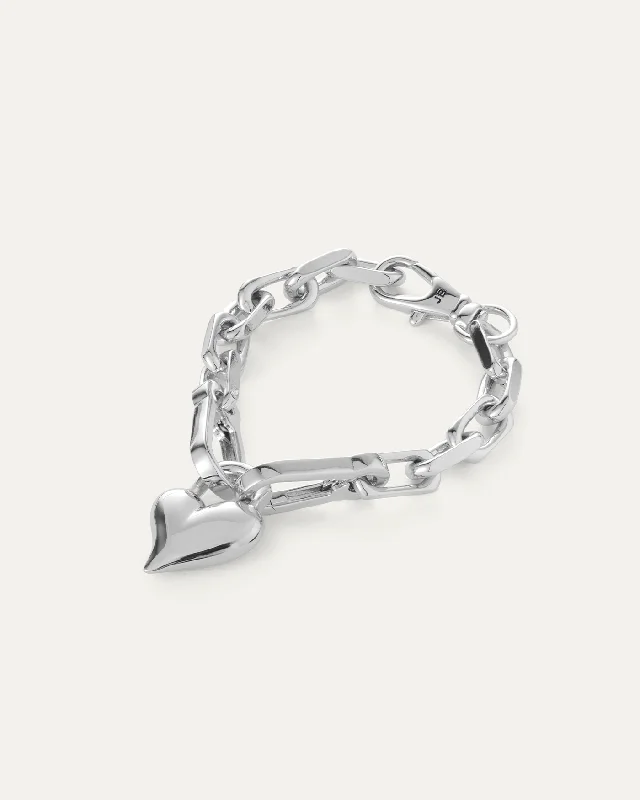 chic bangles for women -Padlock Heart Chain Bracelet