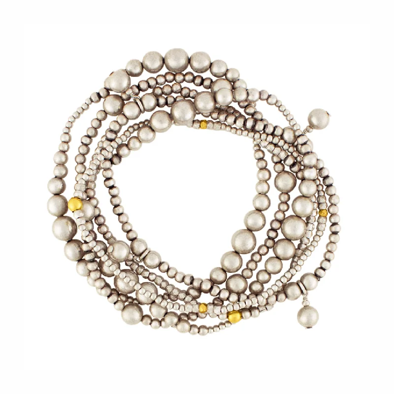 beautiful charm bracelets for women -Smoldering Silver Bonfire Stretch Bracelet Set