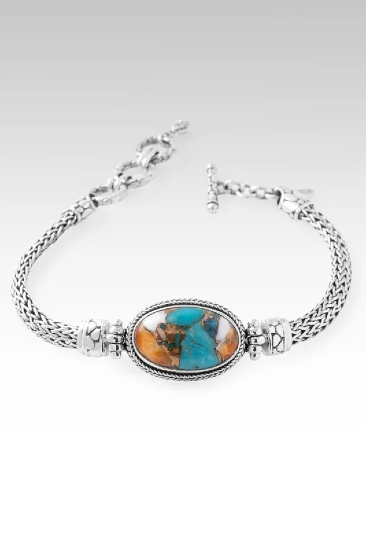 stunning gemstone bangles for women -Victories Won Bracelet™ in Kingman Turquoise Spiny Oyster & Bronze