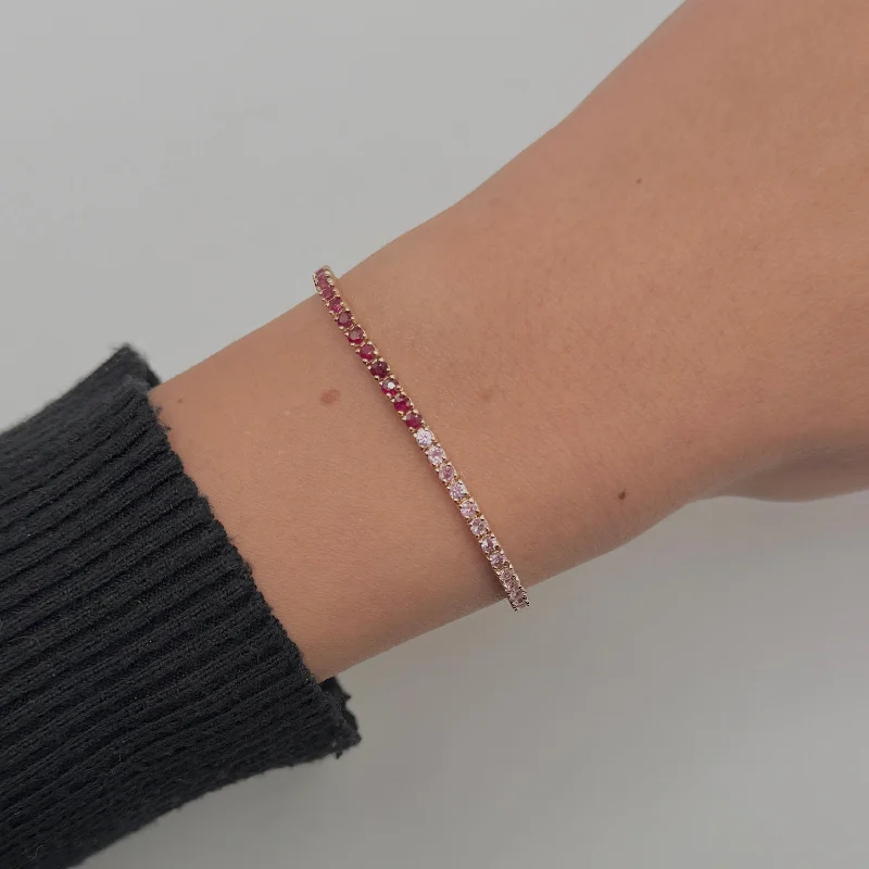 luxurious bangles for women -14K GOLD RUBY AND PINK SAPPHIRE MAGGIE TENNIS BRACELET