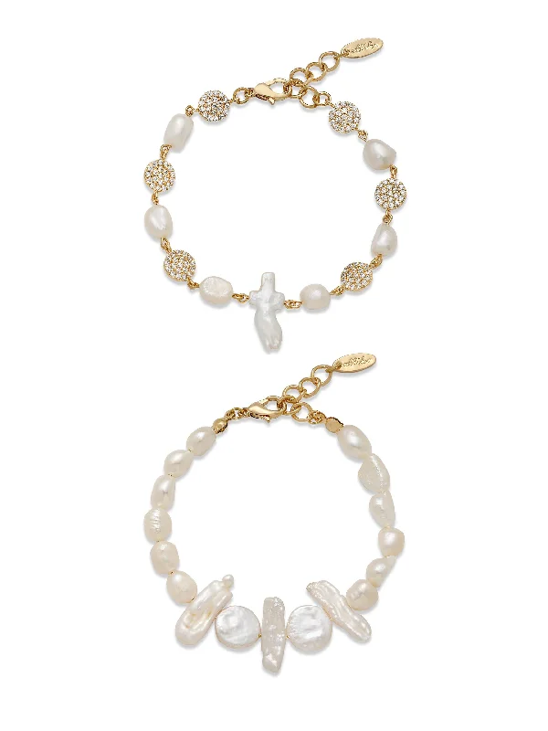 vintage bangles for women -Freshwater Favorites Pearl Bracelet Set