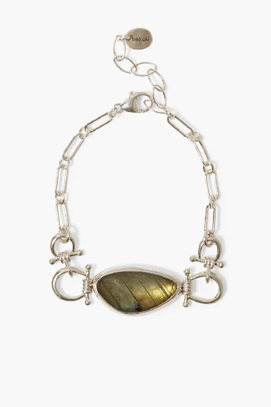 layered bangles for women -Cheval Bracelet Silver Labradorite