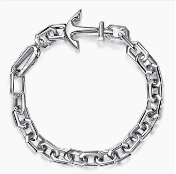 luxury bracelets for women -925 Sterling Silver Chain and Anchor Bracelet