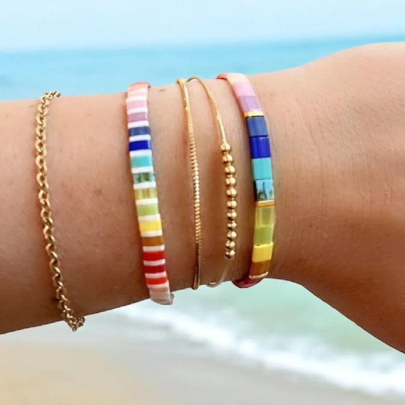 custom charm bracelets for women -SHOW YOUR COLORS - Stack of 3 Tila Bead Bracelets