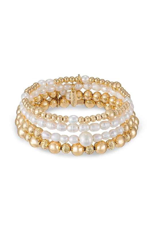 multi-layered bangles for women -Freshwater Pearl Party Bracelet Set