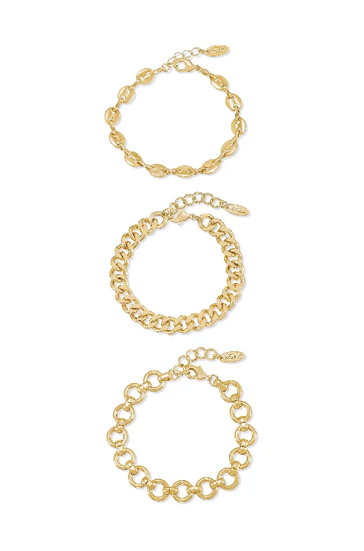 gold tennis bracelets -Might & Chain Bracelet Set