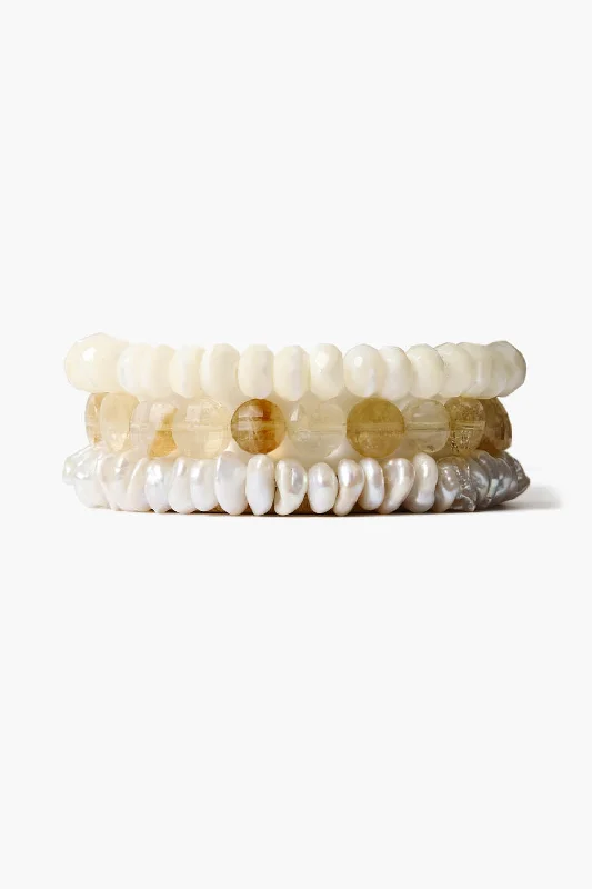 luxurious bangles for women -Thalassa Bracelet Set Pearl Mix