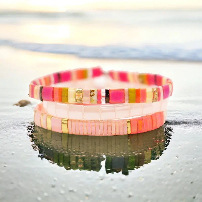 classic bangles for women -SUNSET - Tila Bead Bracelets Stack