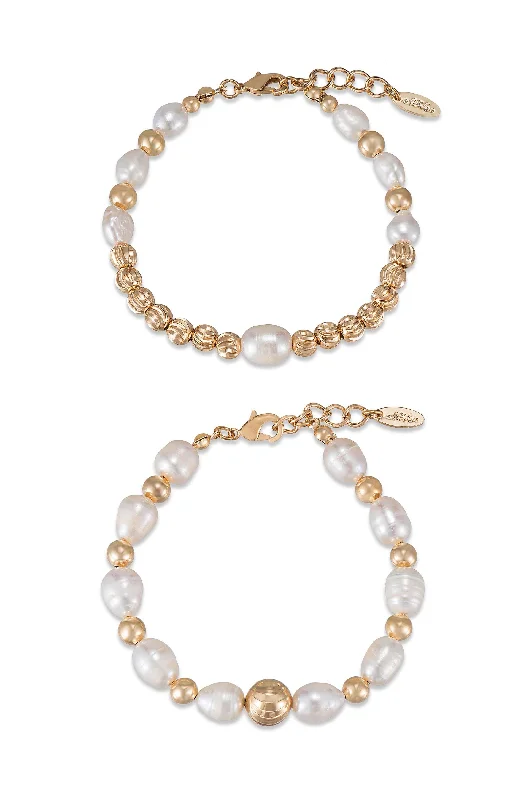 sleek bangles for women -Perfect Days Freshwater Pearl Bracelet Set