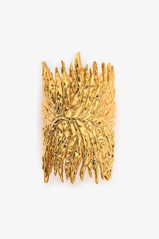 modern bracelets for women -Alberta Ferretti Gold Toned Large Leaf Cuff Bracelet