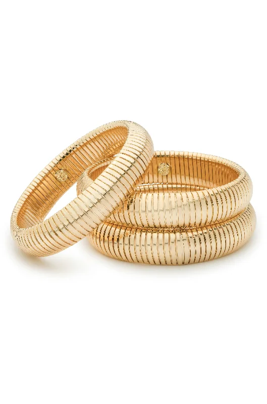 adjustable bangles for weddings -Flex Snake Chain Stretch Bracelet Set