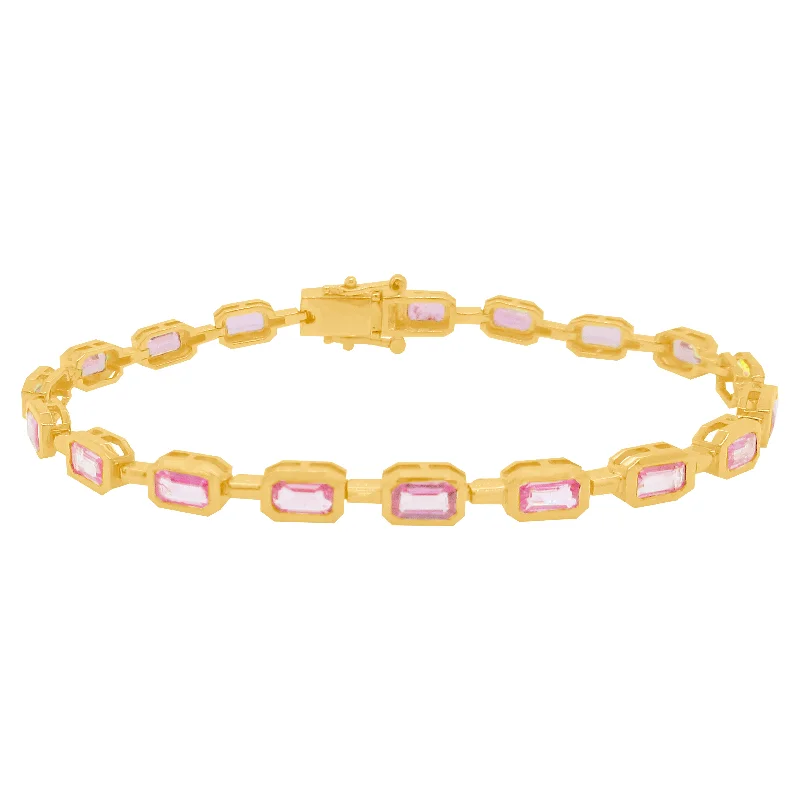 vintage bangles for women -14K GOLD PINK SAPPHIRE STELLA BRACELET