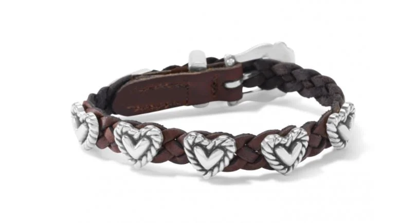 elegant bracelets for women -Roped Heart Braid Bandit Bracelet- Brown