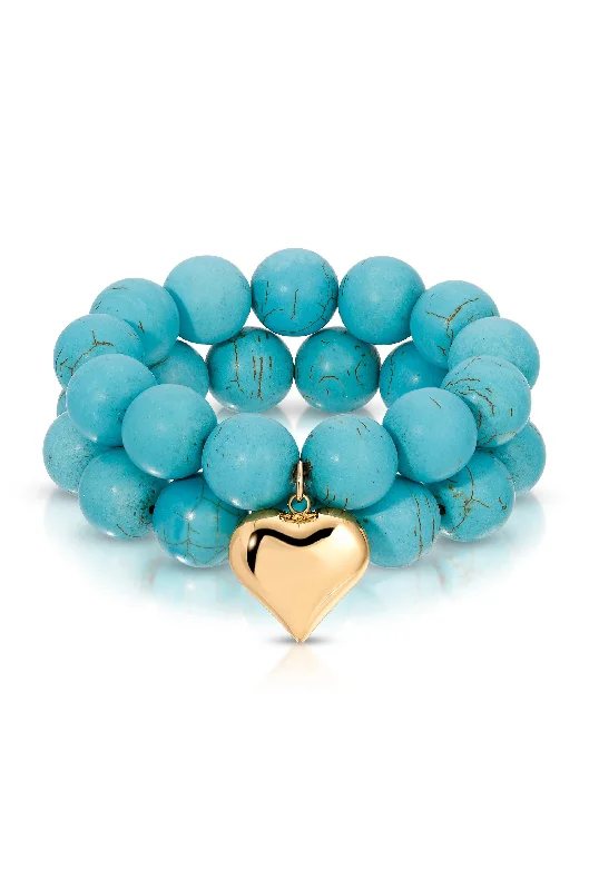 delicate bangles for women -Luck and Love Turquoise Bracelet Set