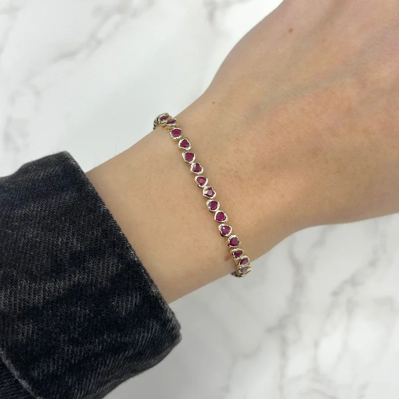 stylish bangles for women -14K GOLD RUBY MINI LUCY HEART BRACELET