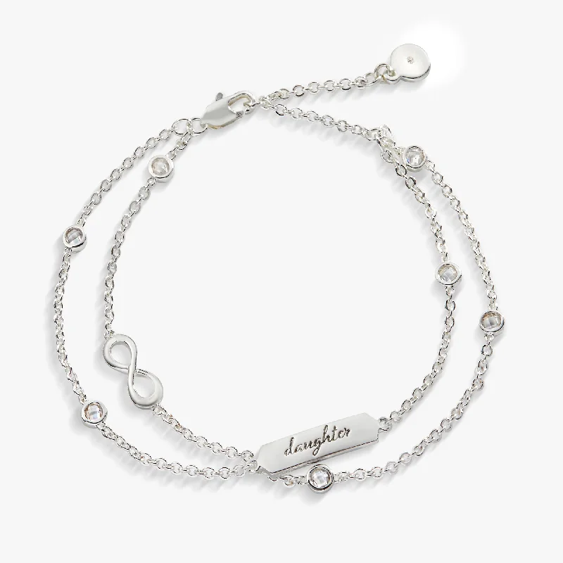 delicate charm bracelets -'Daughter' Infinity Chain Bracelet, Adjustable