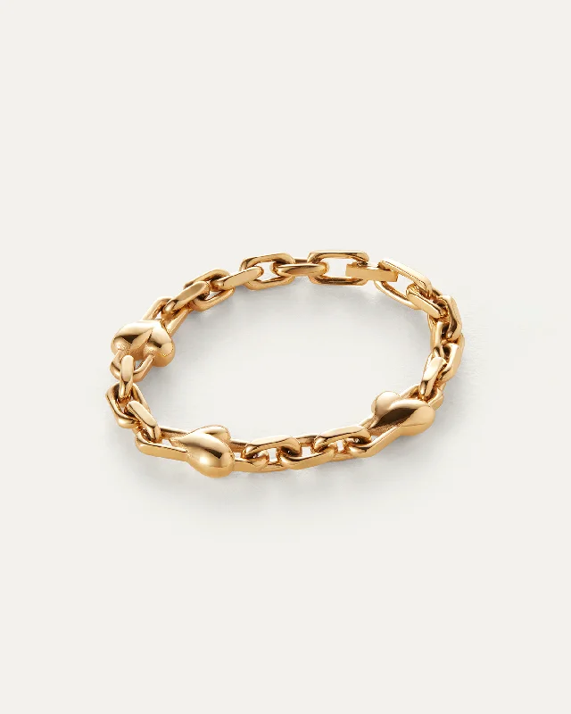 gold tennis bracelets -Art Heart Chain Bracelet