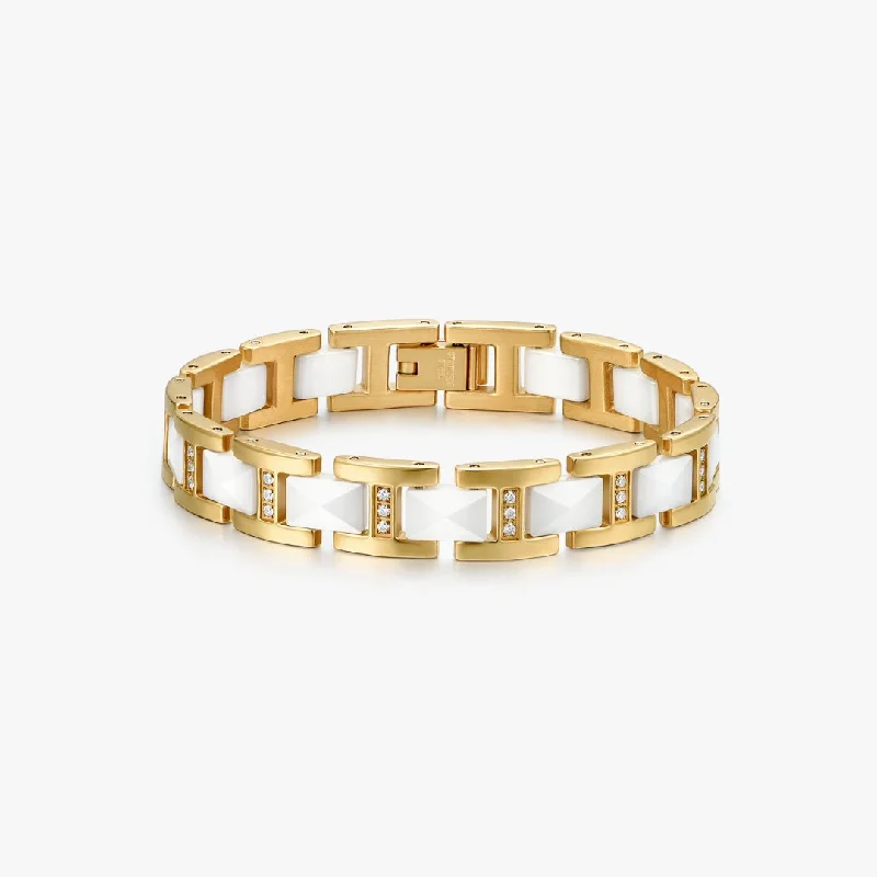 designer bangles for weddings -Gold Ceramic Watch Band Bracelet