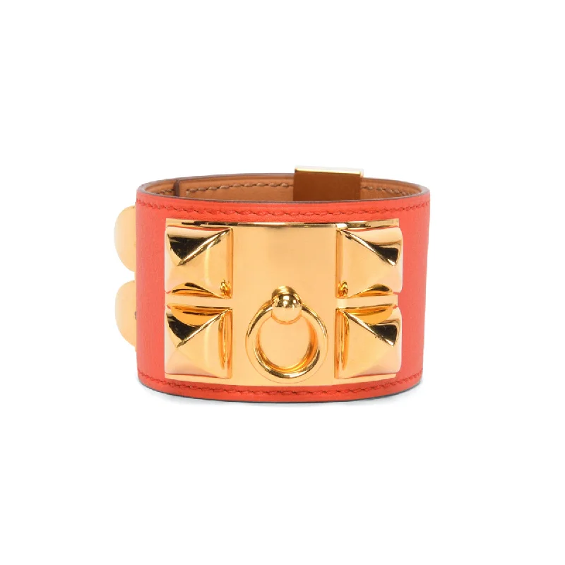 classic charm bangles for women -Hermes Capucine Swift Collier de Chien Bracelet