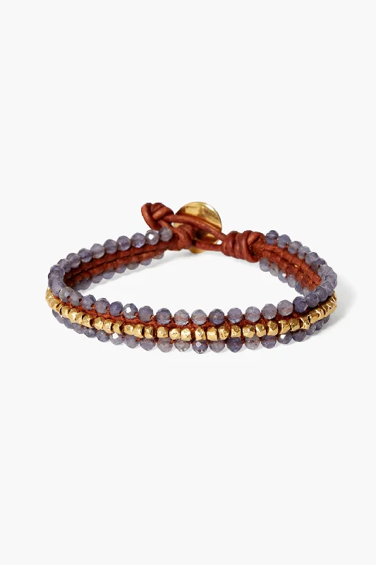 luxury charm bangles -Koa Cuff Wrap Bracelet Iolite