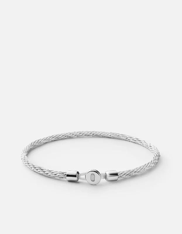 engraved bangles for weddings -Nexus Cable Bracelet, Sterling Silver