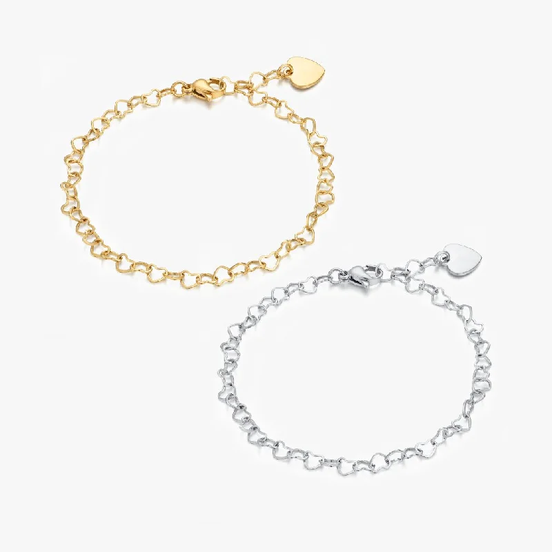 chic cuff bracelets for women -Celia Heart Chain Bracelet