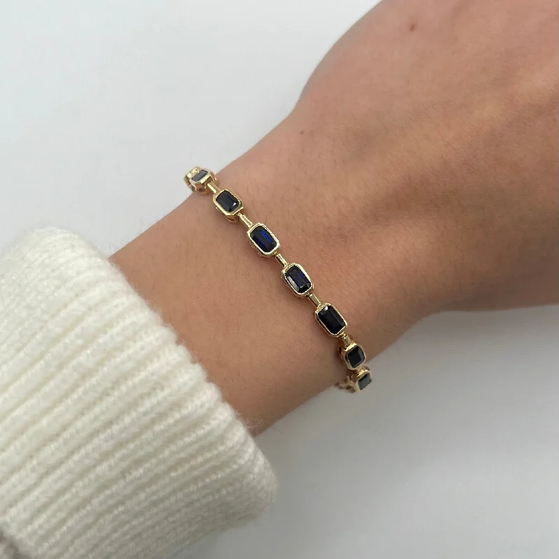 braided leather bracelets for women -14K GOLD SAPPHIRE STELLA BRACELET