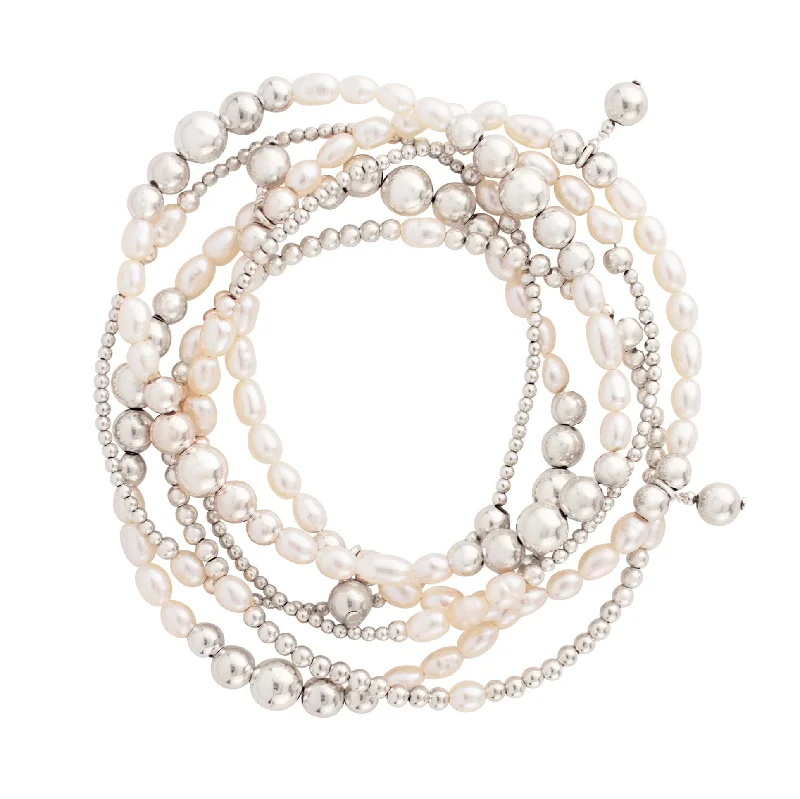 engraved bangles for women -Pearl Fire Bracelet Set